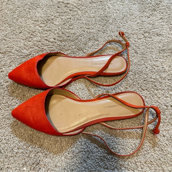 Banana Republic Shoes - Gently worn red-orange calf fur pointy toe shoes